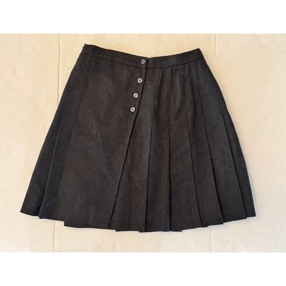 Evan Picone Size 10 Black Pleated Wool Skirt – Lined, Button-Detail, A-Line - Picture 1 of 11